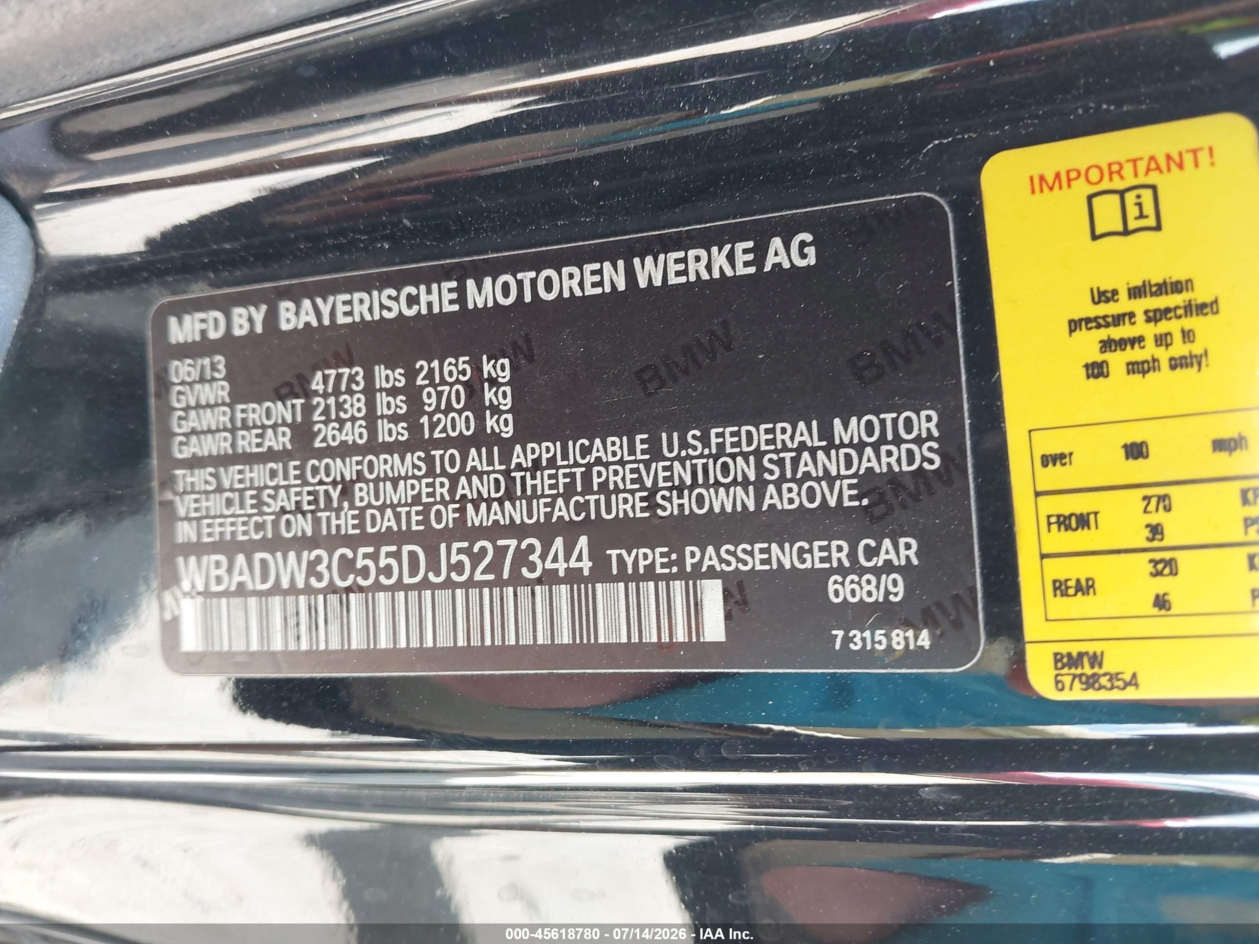 2013 Bmw 328i   Black vin: WBADW3C55DJ527344