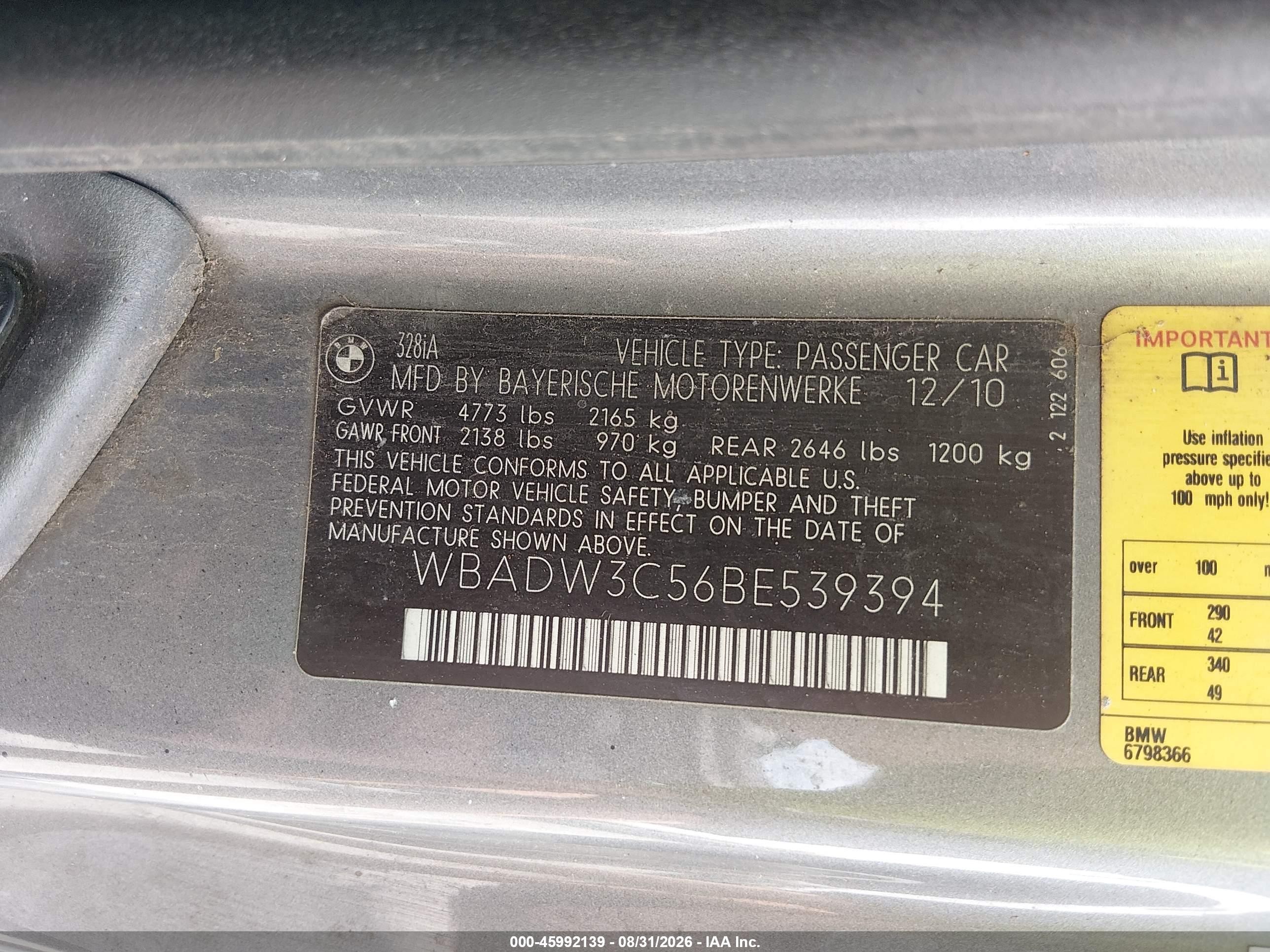 2011 Bmw 328i   Gray vin: WBADW3C56BE539394