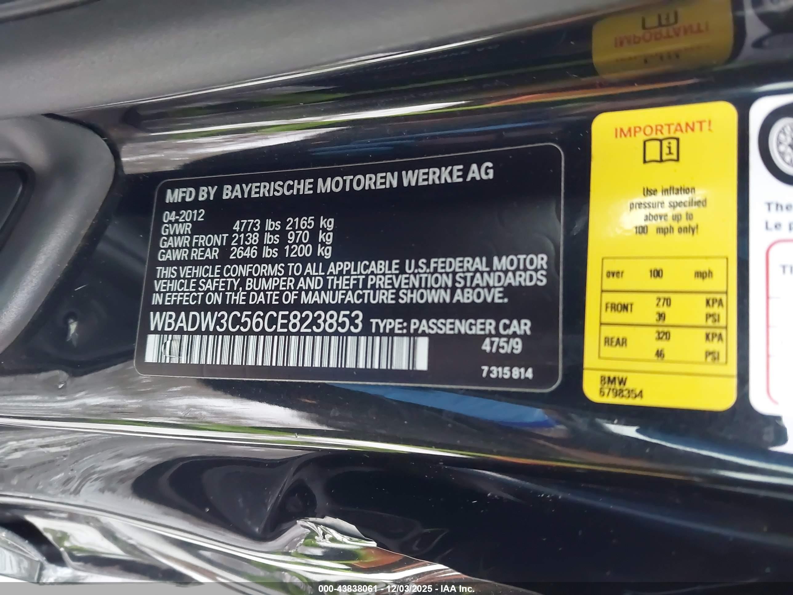 2012 Bmw 3 Series 328i Black vin: WBADW3C56CE823853