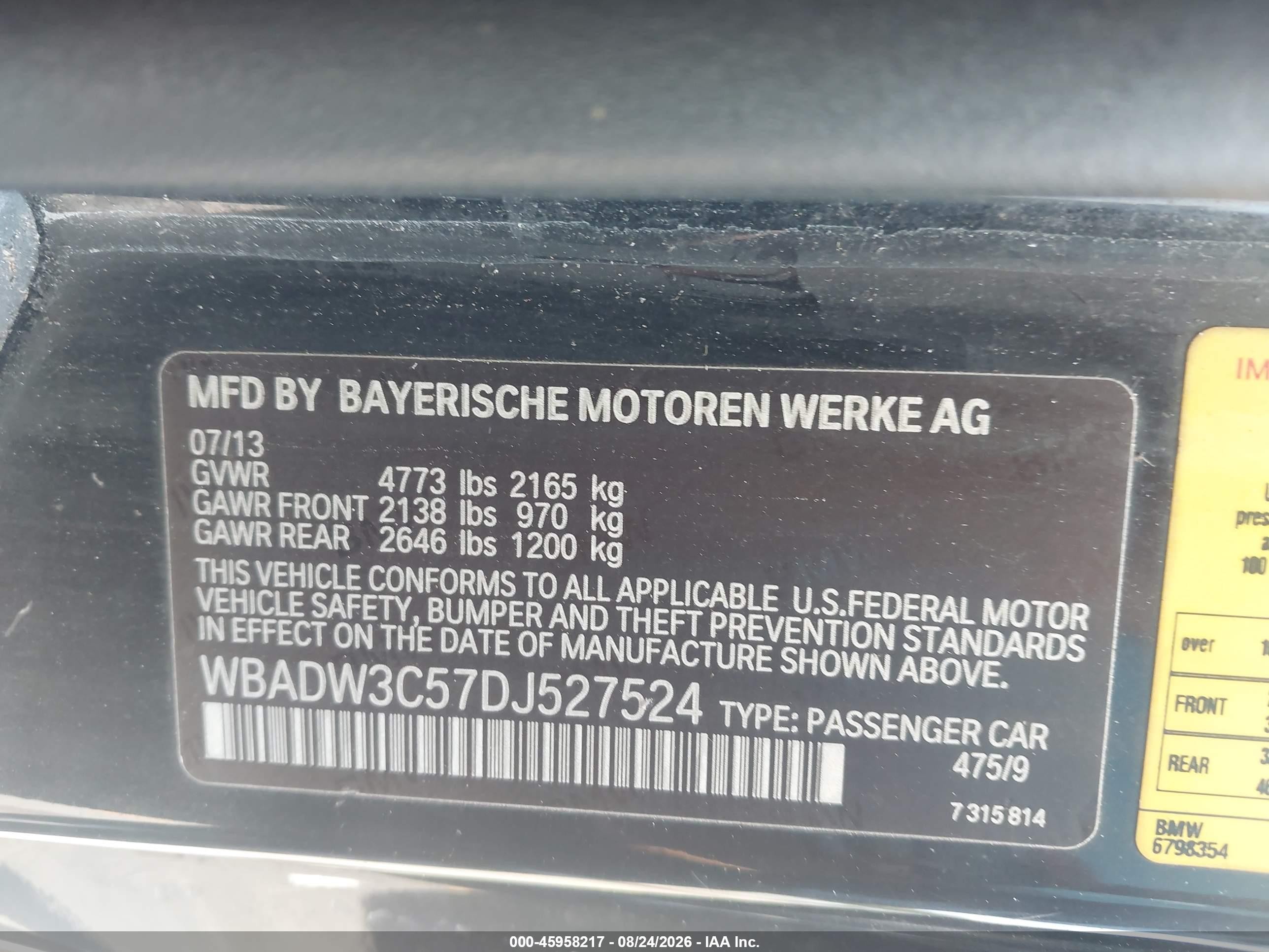 2013 Bmw 328i   Black vin: WBADW3C57DJ527524