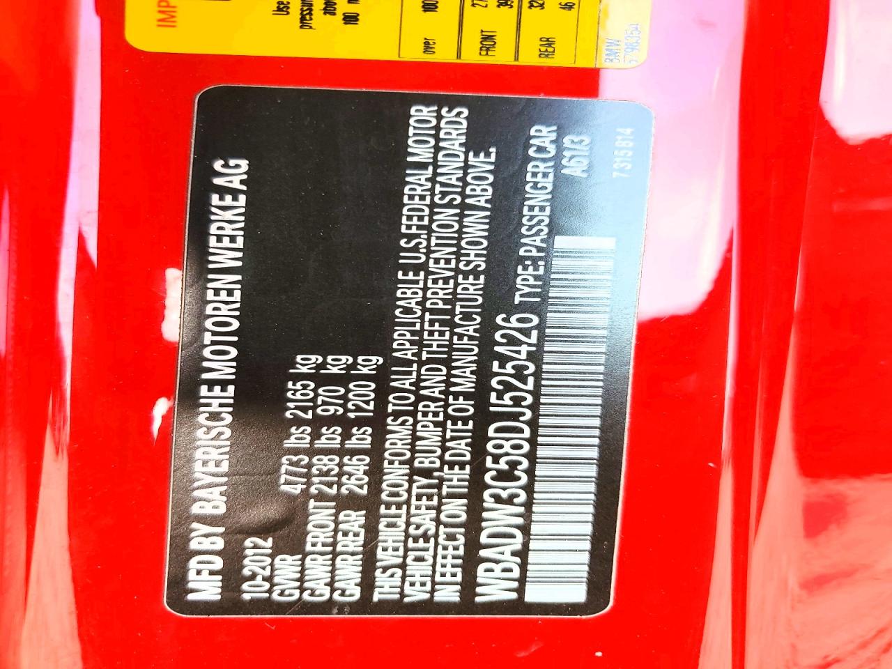 2013 Bmw 328 I Red vin: WBADW3C58DJ525426