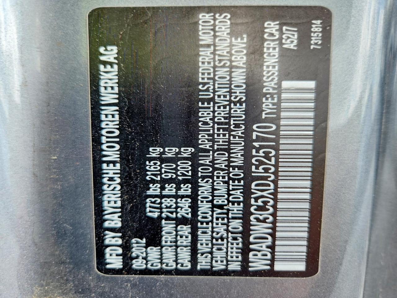 2013 Bmw 328 I Gray vin: WBADW3C5XDJ525170