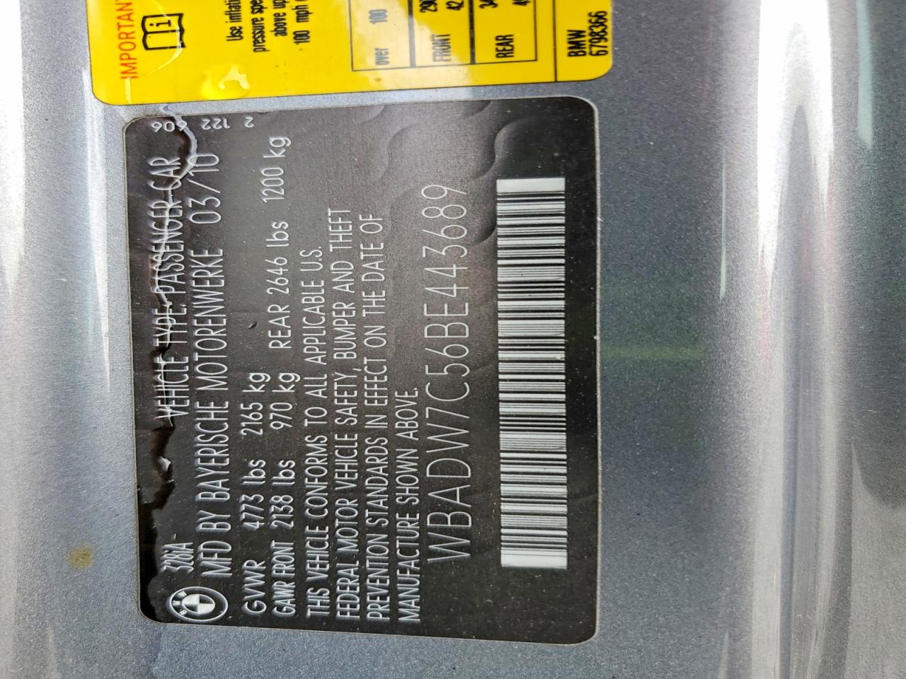 2011 Bmw 328 I Sulev Синий vin: WBADW7C56BE443689