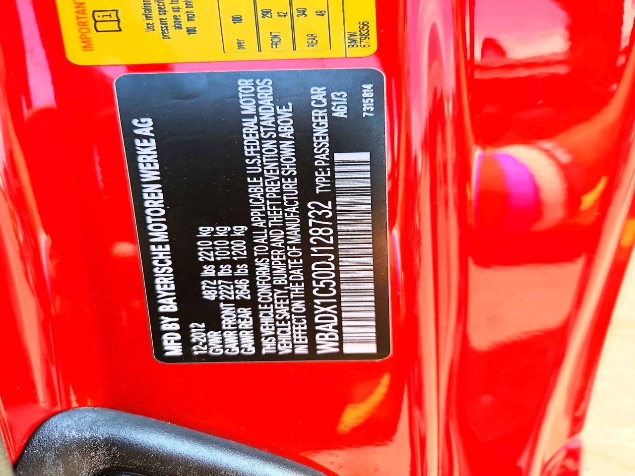 2013 Bmw 335 I Sulev Red vin: WBADX1C50DJ128732