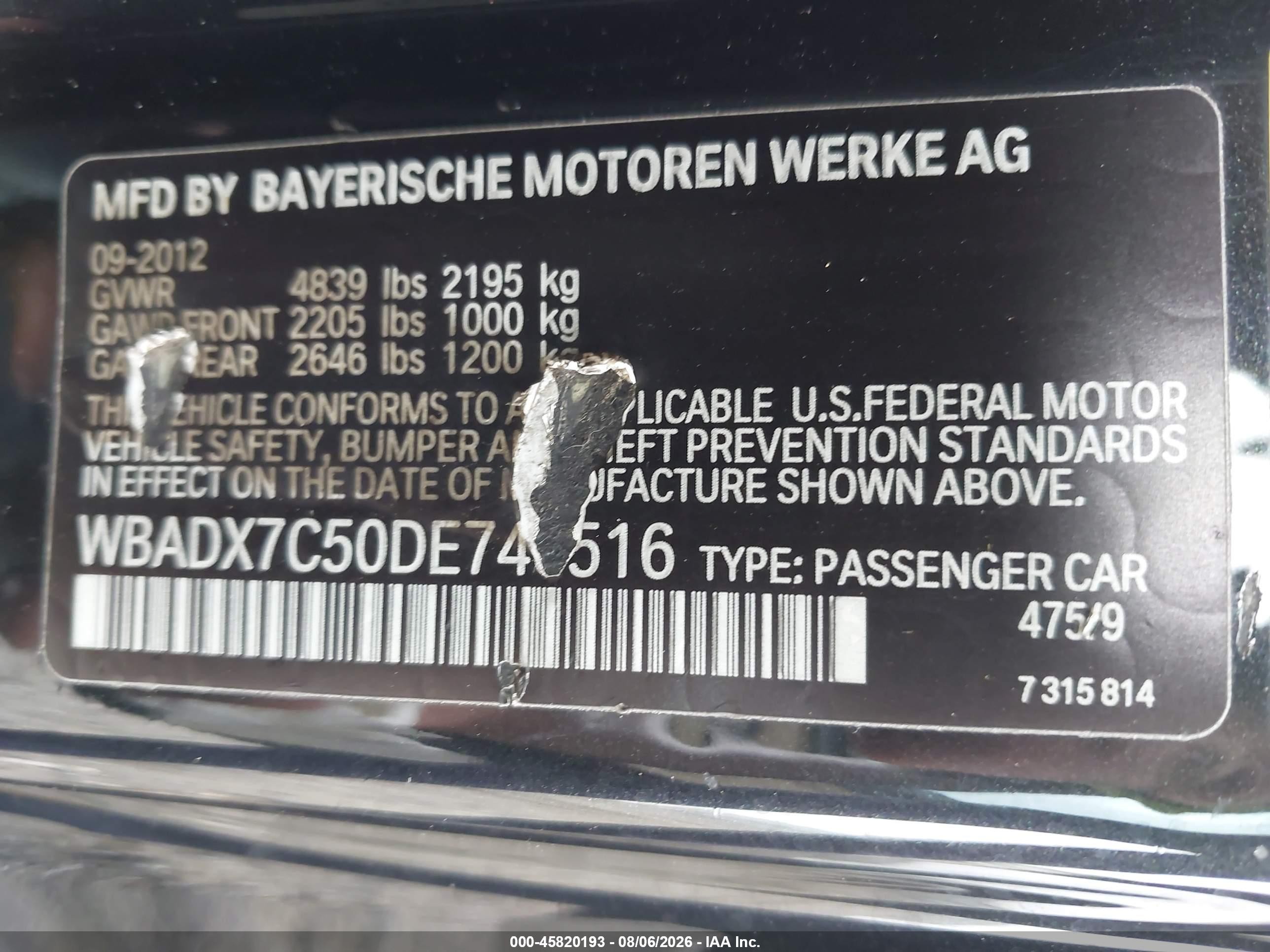 2013 Bmw 335i   Black vin: WBADX7C50DE746516