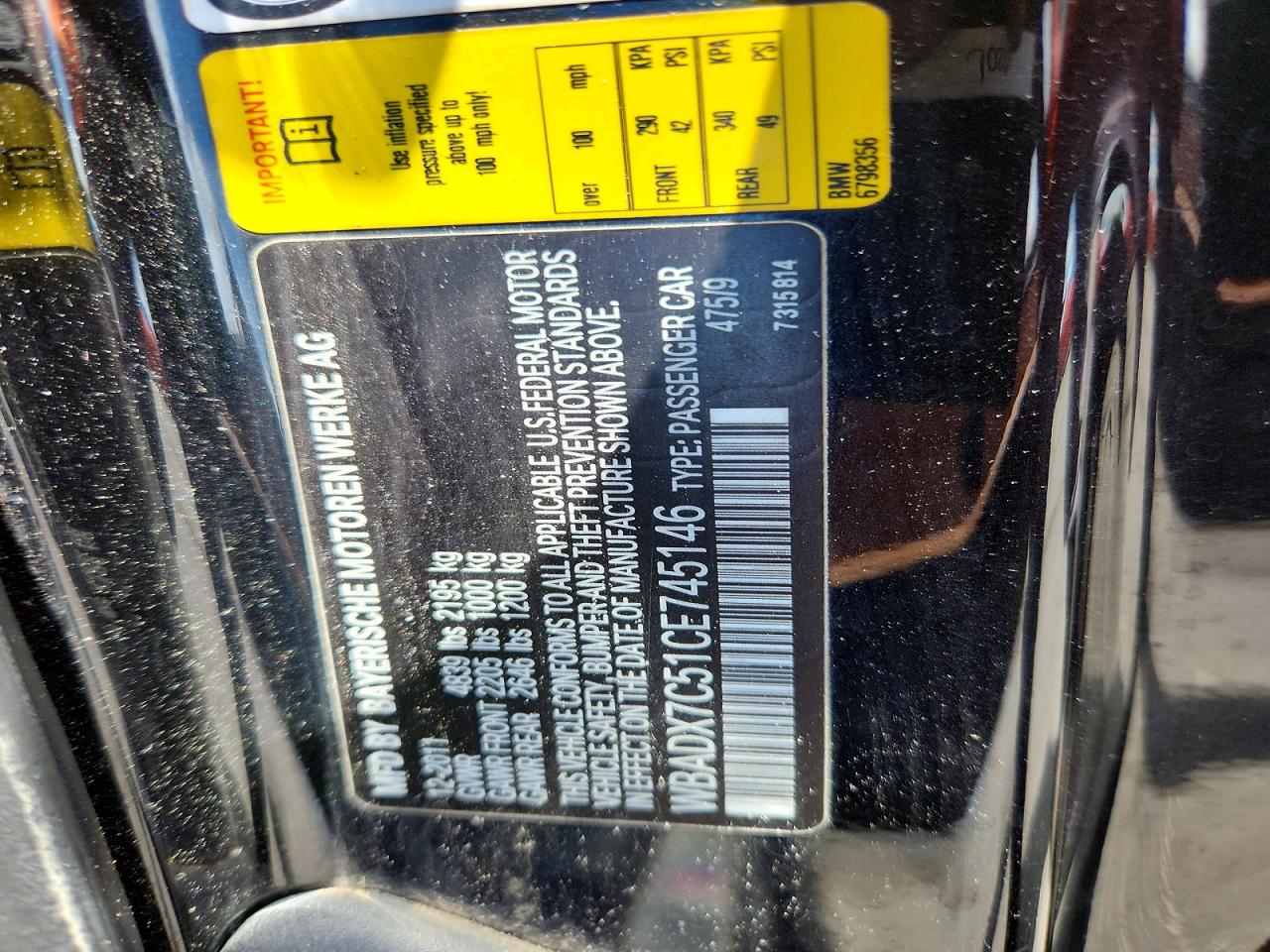 2012 Bmw 335 I Black vin: WBADX7C51CE745146