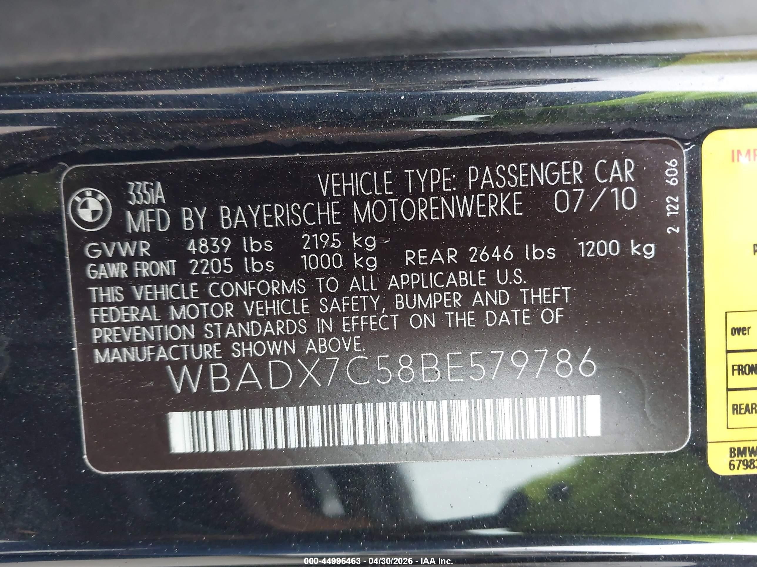 2011 Bmw 335i   Black vin: WBADX7C58BE579786