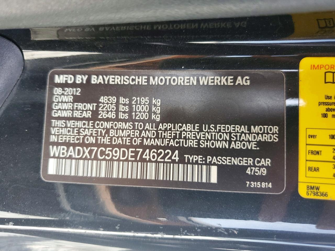 2013 Bmw 335 I Black vin: WBADX7C59DE746224