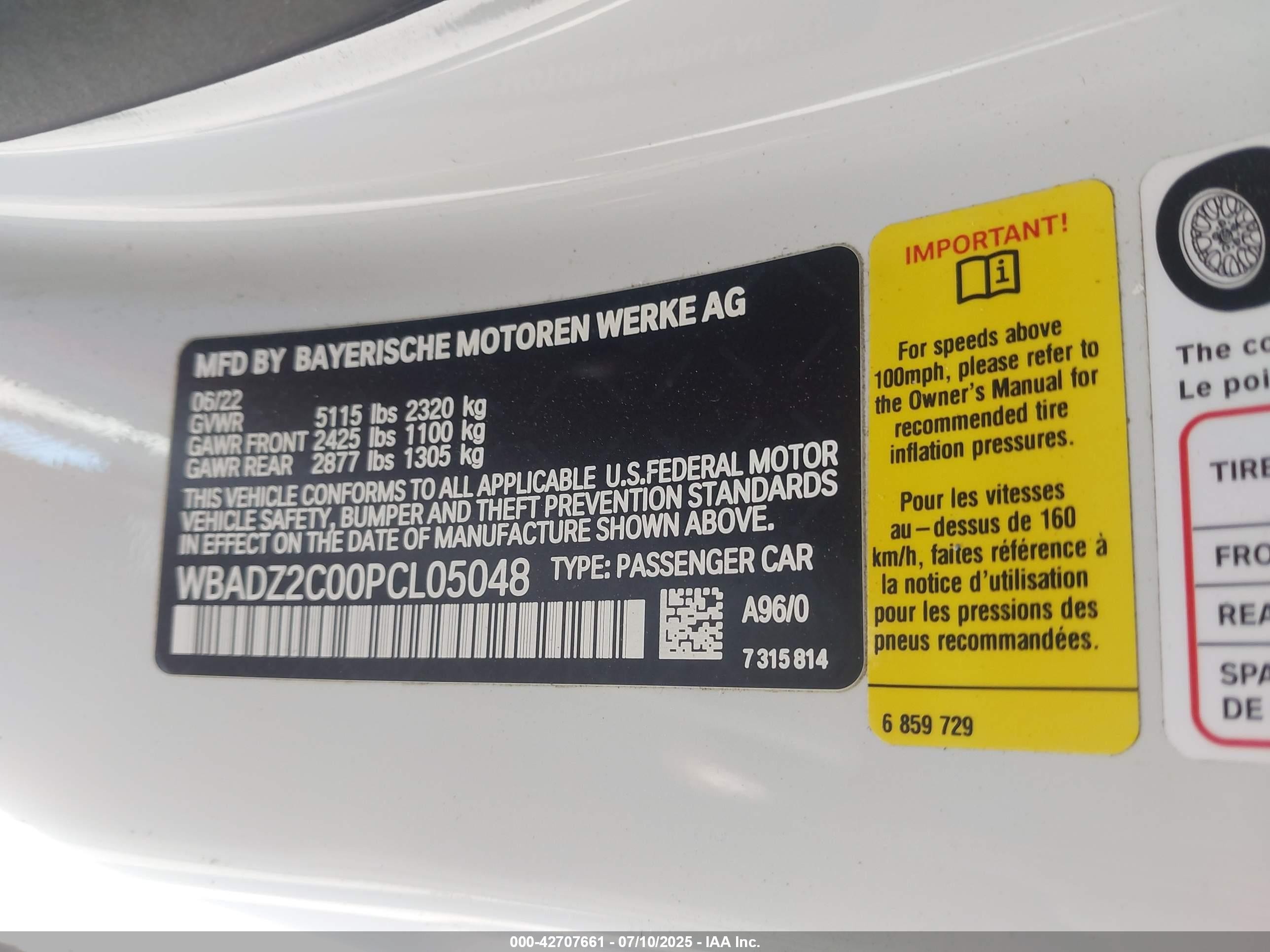 2023 Bmw 840 I White vin: WBADZ2C00PCL05048