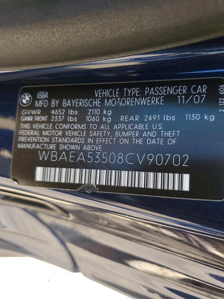 2008 Bmw 650 I Blue vin: WBAEA53508CV90702