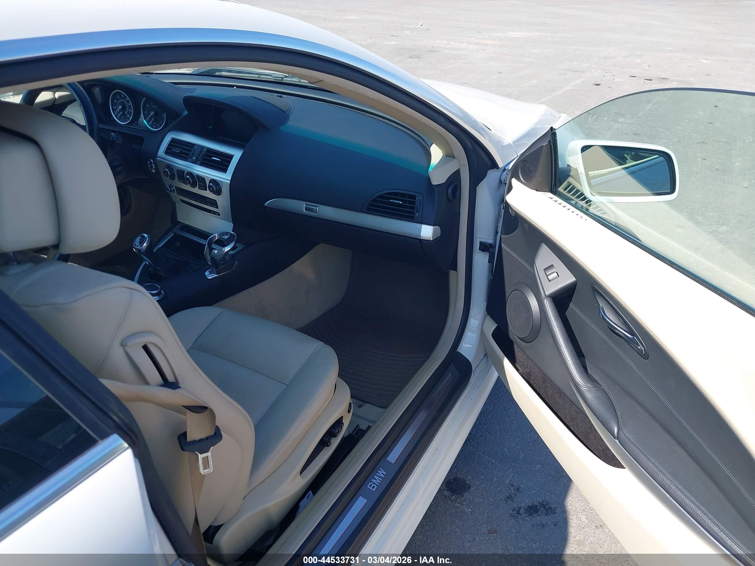 2008 Bmw 650i   White vin: WBAEA53528CV85145