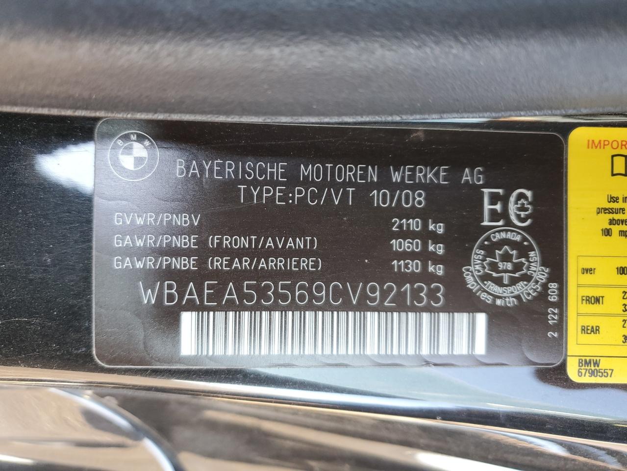 2009 Bmw 650 I Black vin: WBAEA53569CV92133