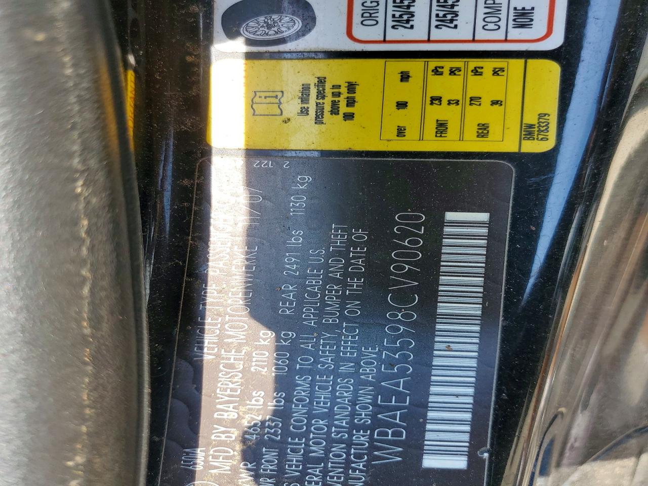 2008 Bmw 650 I Black vin: WBAEA53598CV90620