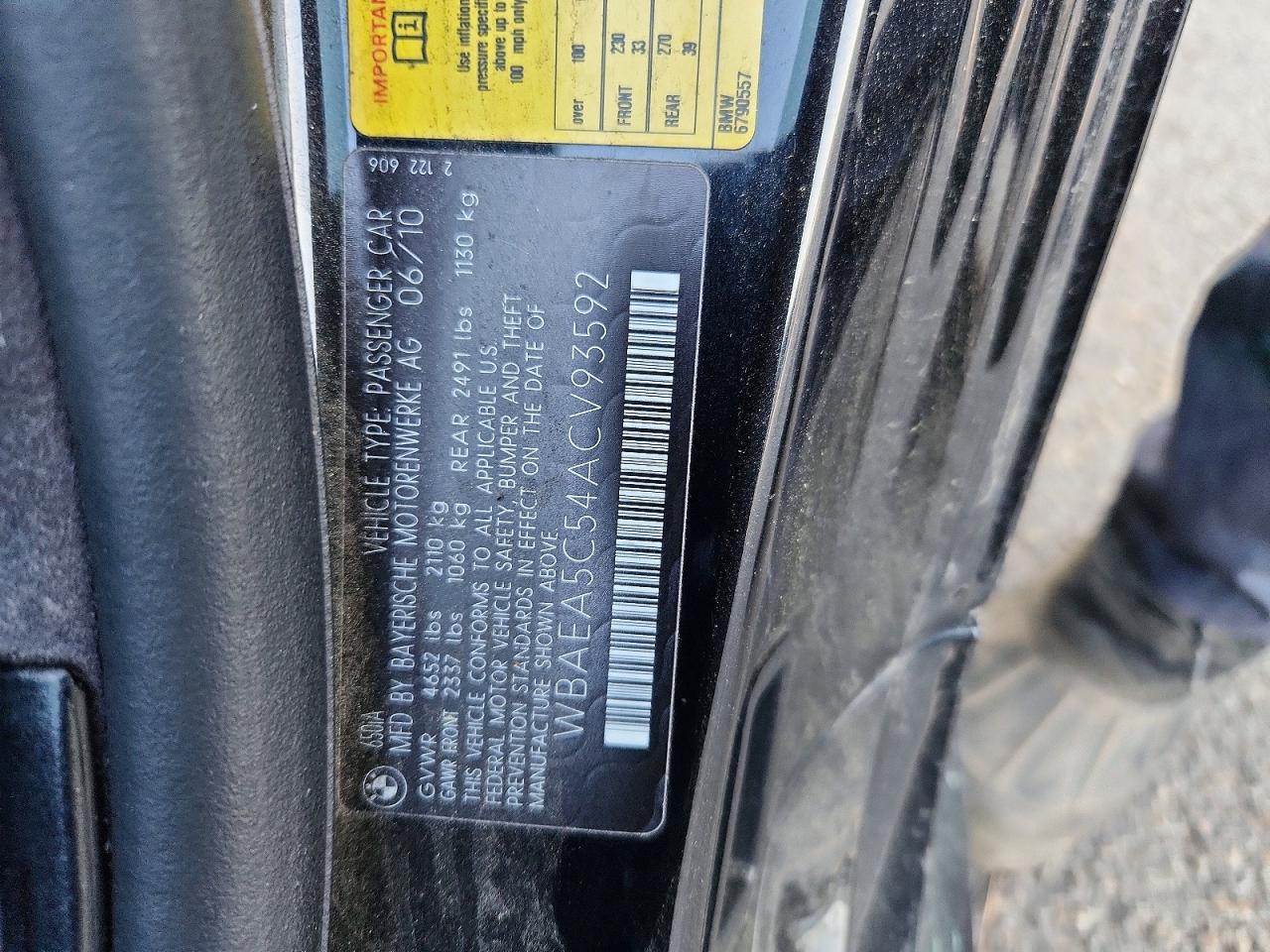 2010 Bmw 650 I Black vin: WBAEA5C54ACV93592