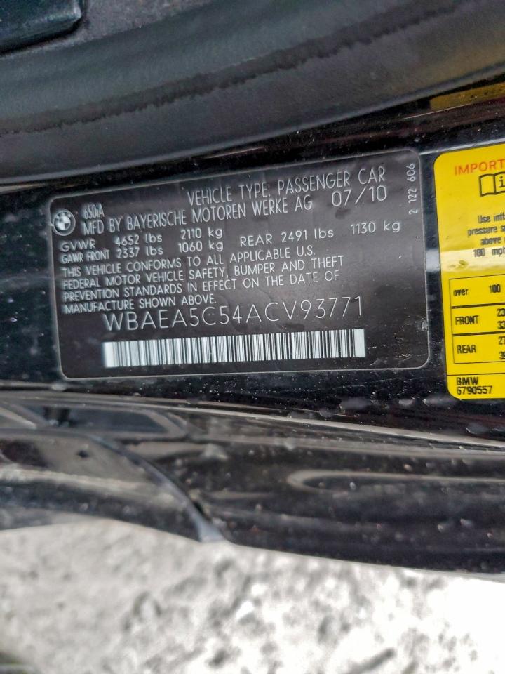 2010 Bmw 650 I Black vin: WBAEA5C54ACV93771