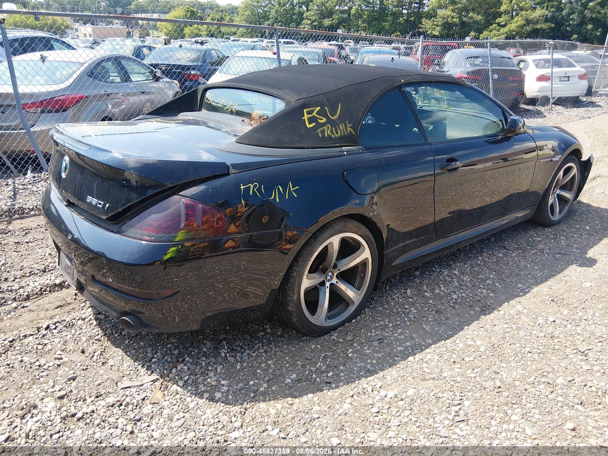 2008 Bmw 650i   Black vin: WBAEB53518CX63463