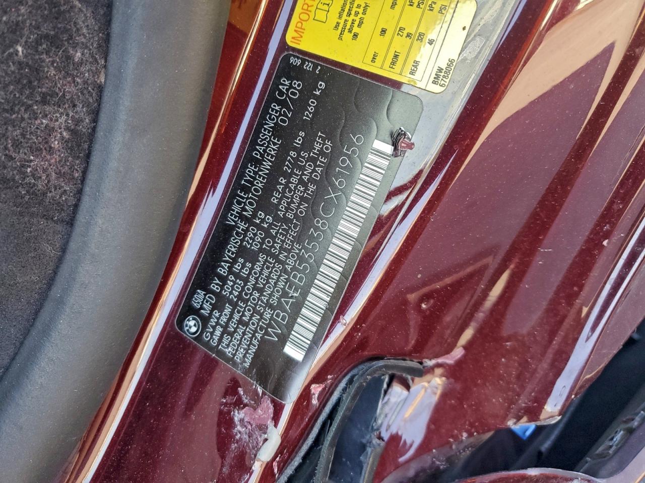 2008 Bmw 650 I Purple vin: WBAEB53538CX61956