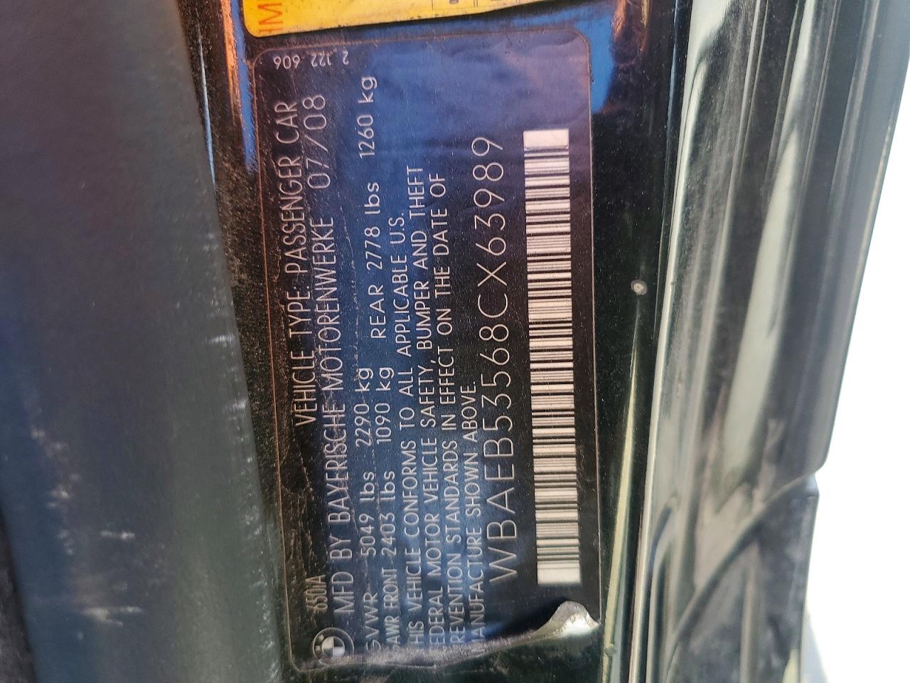 2008 Bmw 650 I Black vin: WBAEB53568CX63989