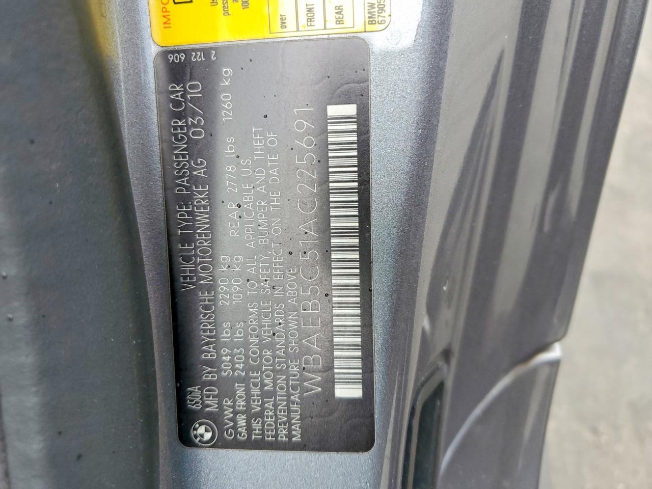 2010 Bmw 650 I Silver vin: WBAEB5C51AC225691