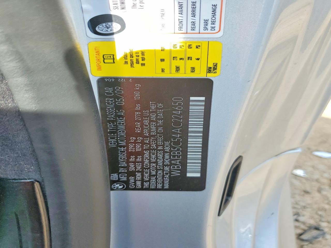 2010 Bmw 650 I Серебряный vin: WBAEB5C54AC224650