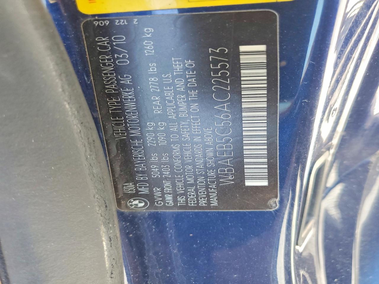 2010 Bmw 650 I Blue vin: WBAEB5C56AC225573