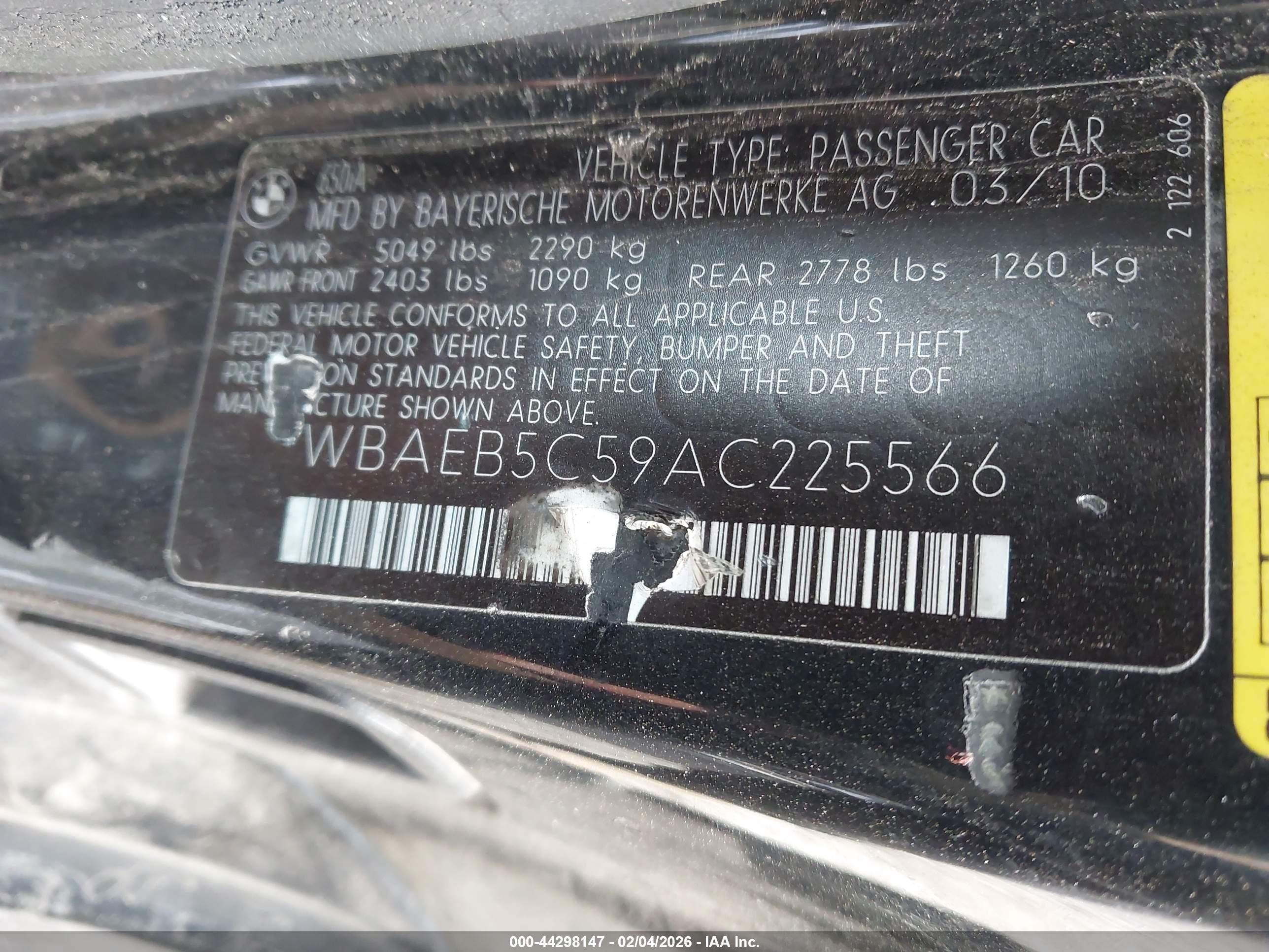 2010 Bmw 650i   Черный vin: WBAEB5C59AC225566