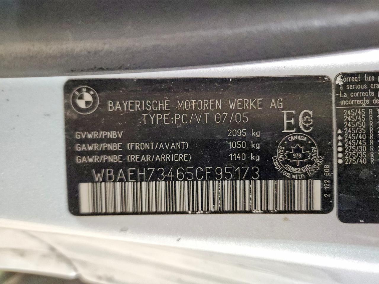 2005 Bmw 645 Ci Automatic Gray vin: WBAEH73465CF95173
