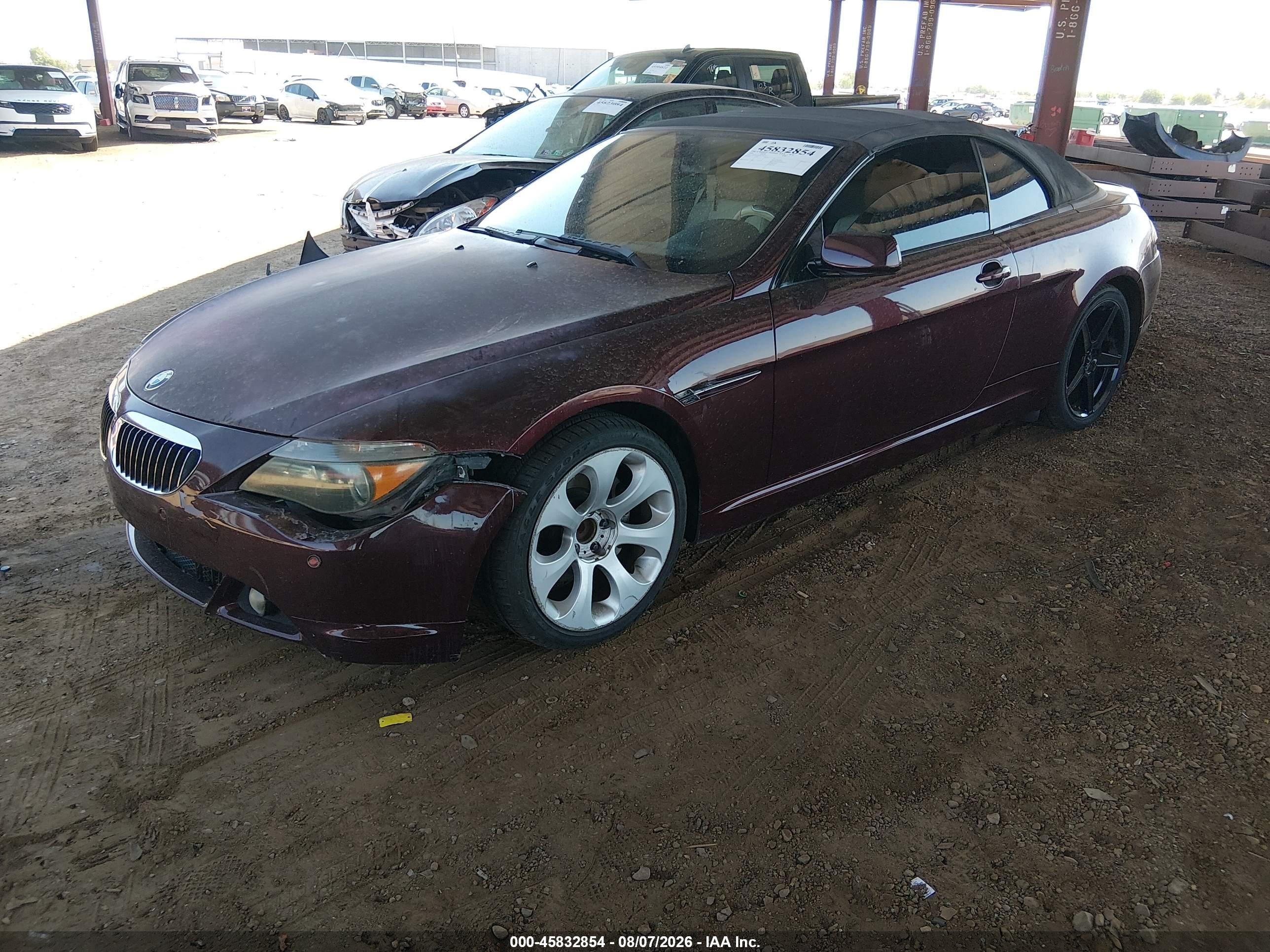 2006 Bmw 650i Темно-бордовый vin: WBAEK13416CN76477