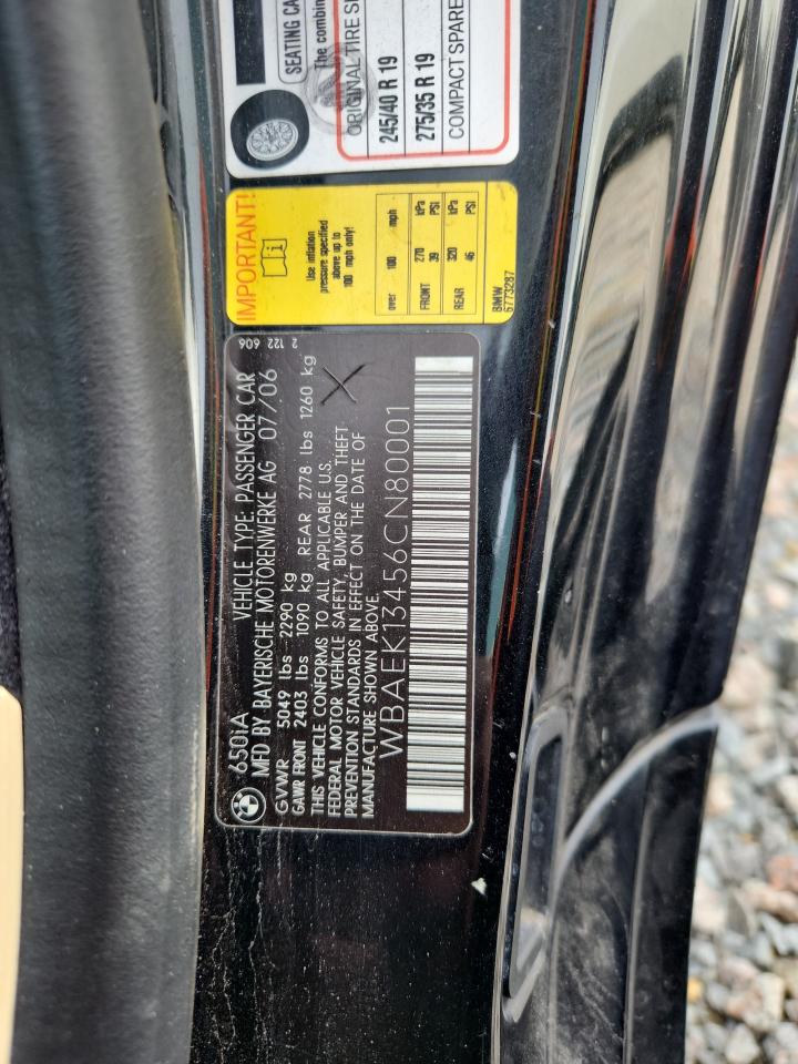2006 Bmw 650 I Black vin: WBAEK13456CN80001