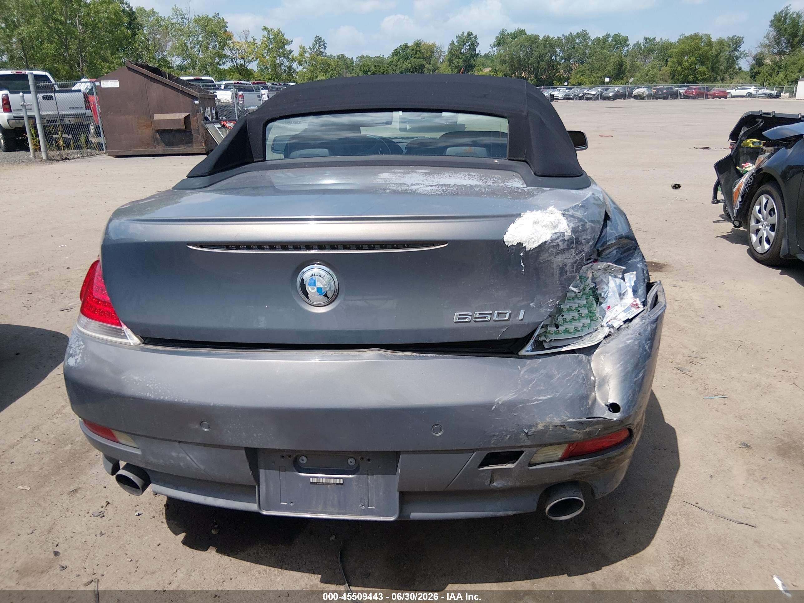 2006 Bmw 650i   Gray vin: WBAEK134X6CN76820