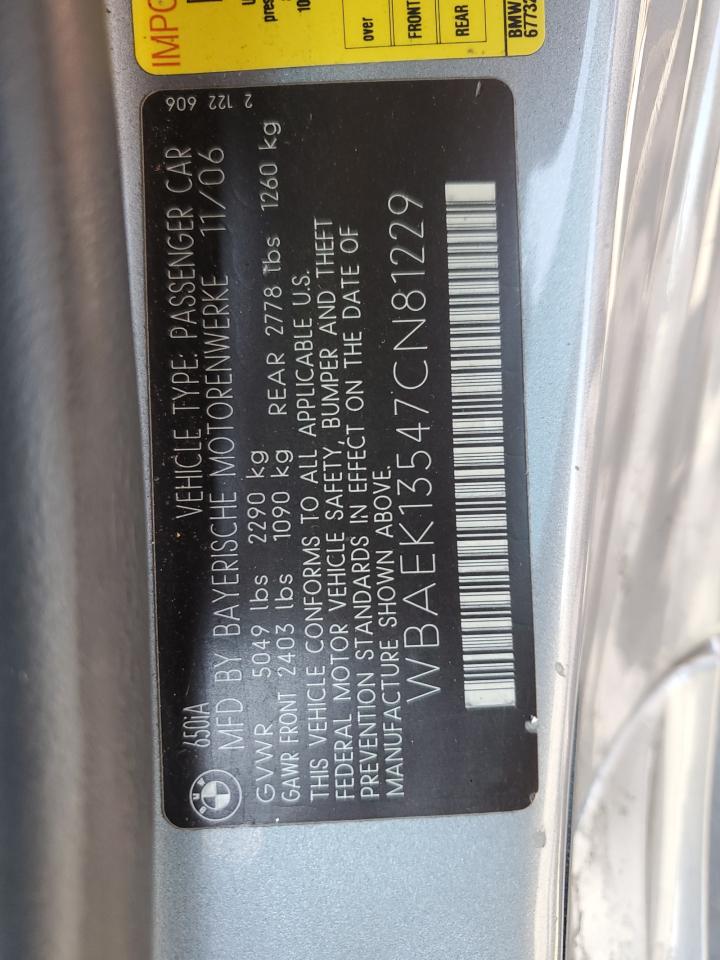 2007 Bmw 650 I Silver vin: WBAEK13547CN81229