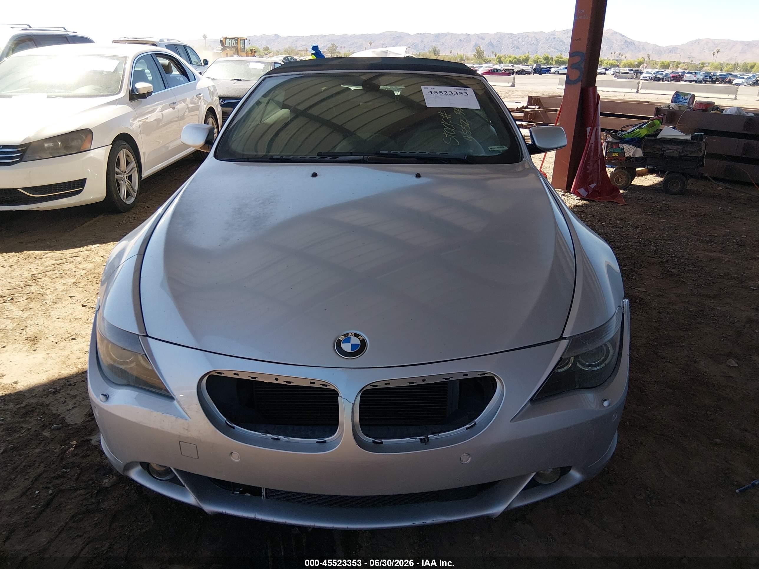2005 Bmw 645ci   Серебряный vin: WBAEK73465B326952
