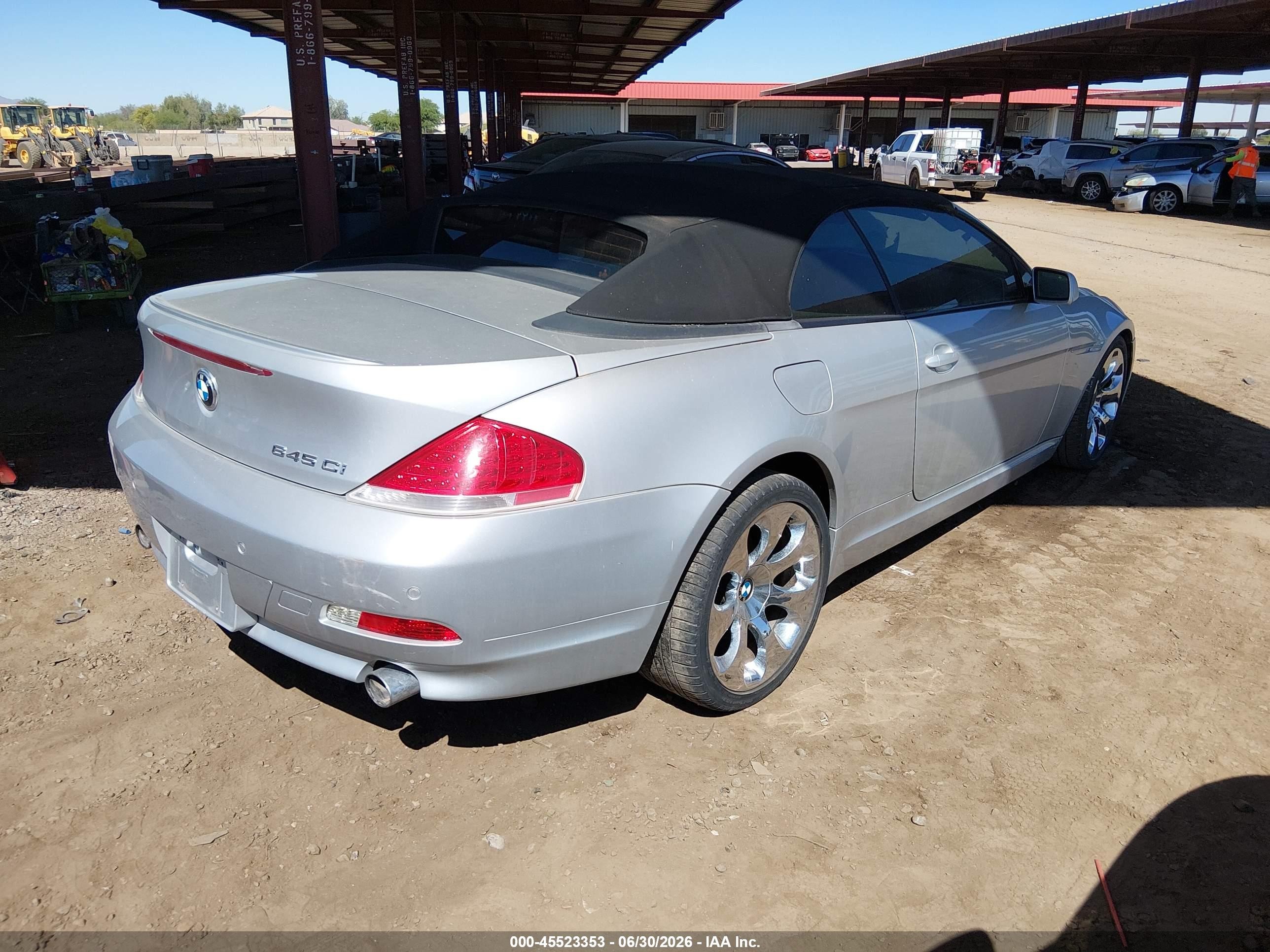 2005 Bmw 645ci   Серебряный vin: WBAEK73465B326952