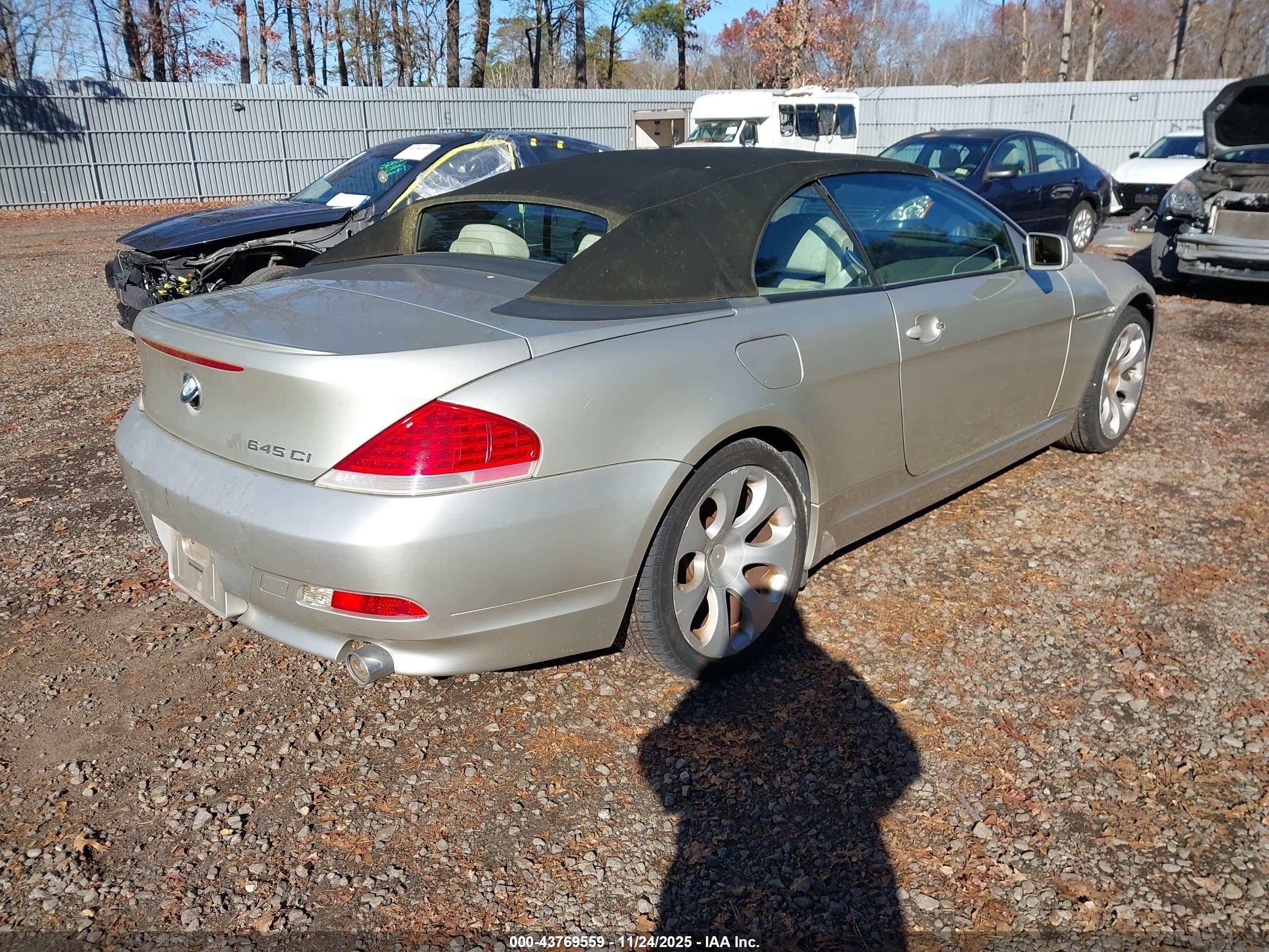 2004 Bmw 645ci   Silver vin: WBAEK734X4B322756