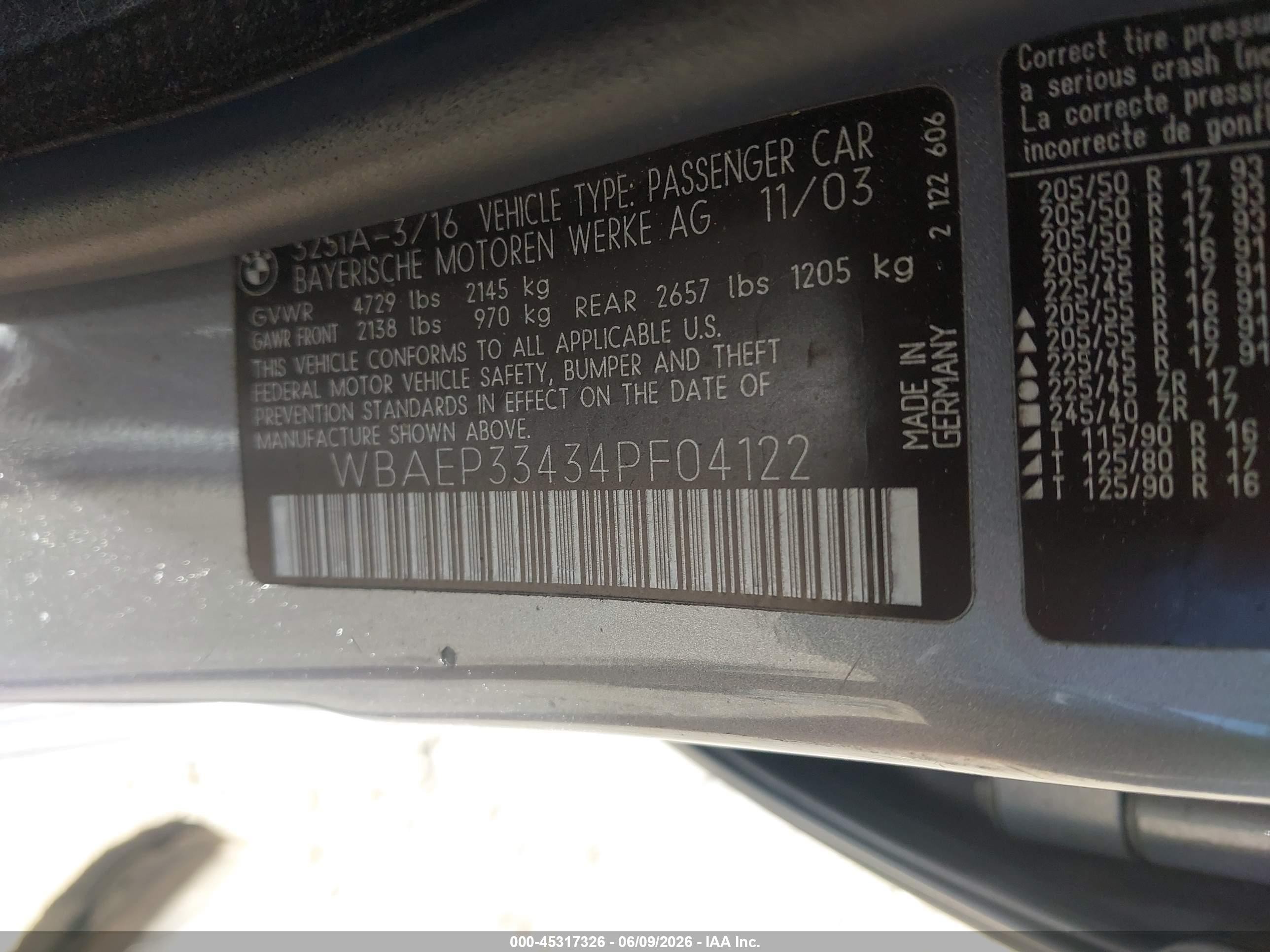 2004 Bmw 325xit   Gray vin: WBAEP33434PF04122