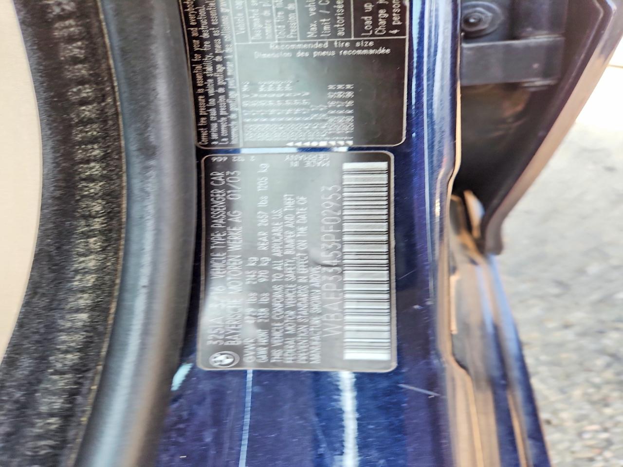 2003 Bmw 325 Xit Blue vin: WBAEP33453PF02953
