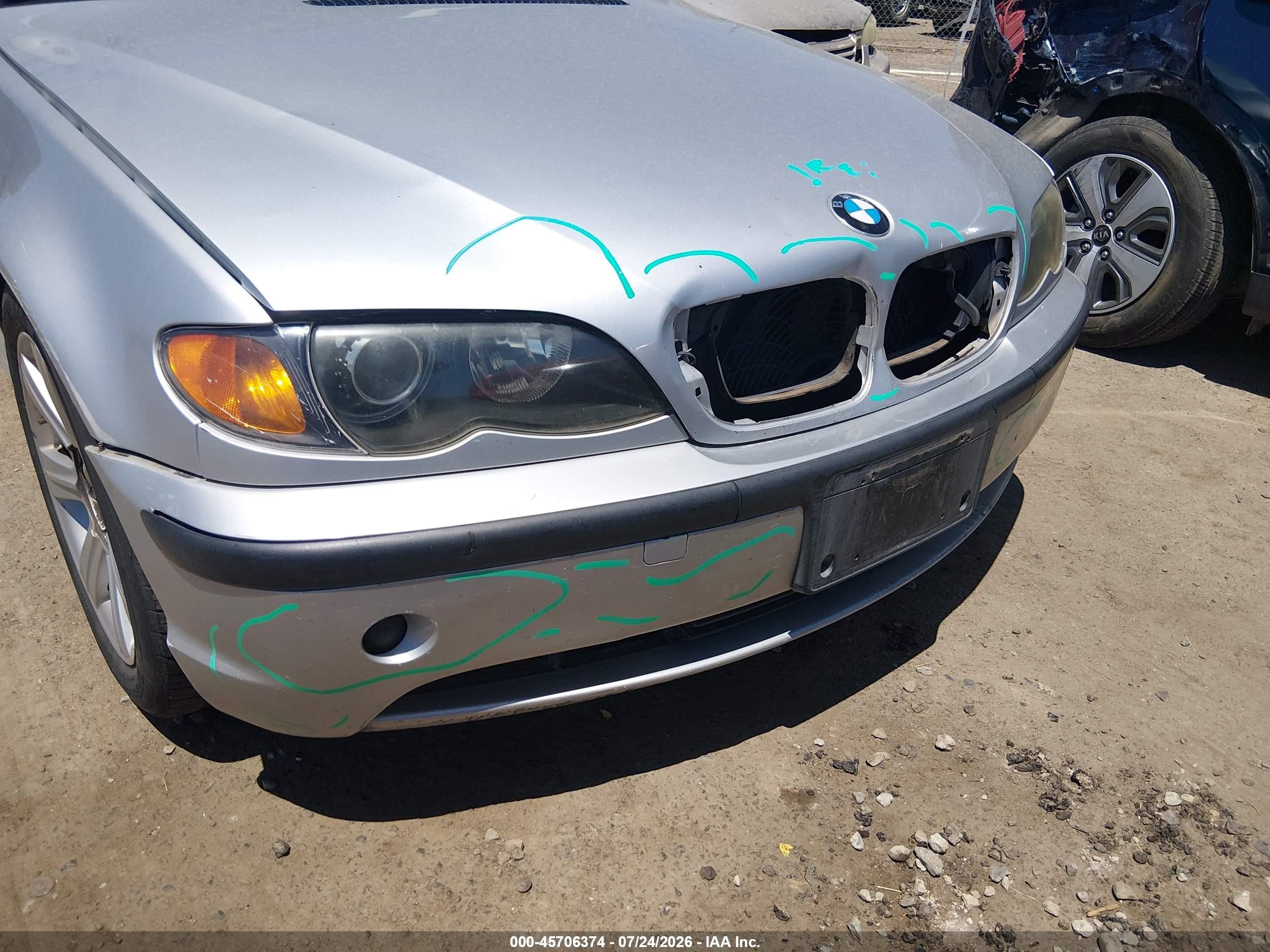 2004 Bmw 325i Silver vin: WBAET37444NJ45796