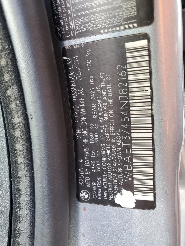 2004 Bmw 325 I Gray vin: WBAET37454NJ82162