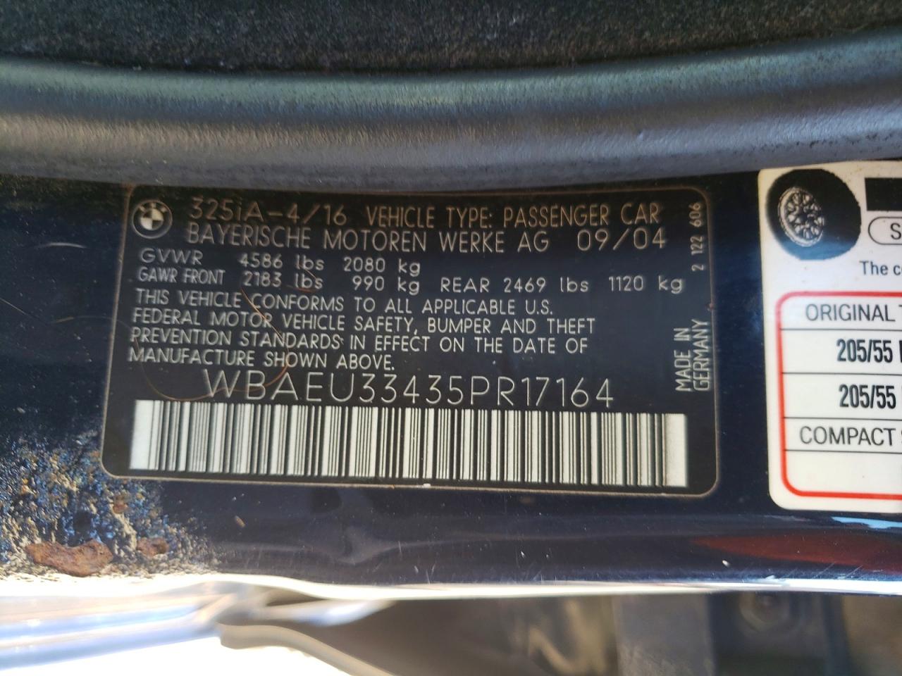 2005 Bmw 325 Xi Blue vin: WBAEU33435PR17164