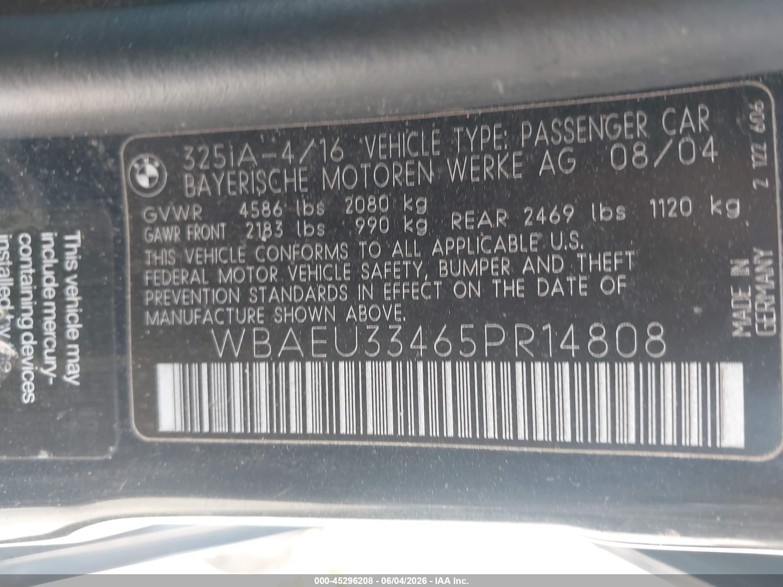 2005 Bmw 325xi   Dark Blue vin: WBAEU33465PR14808