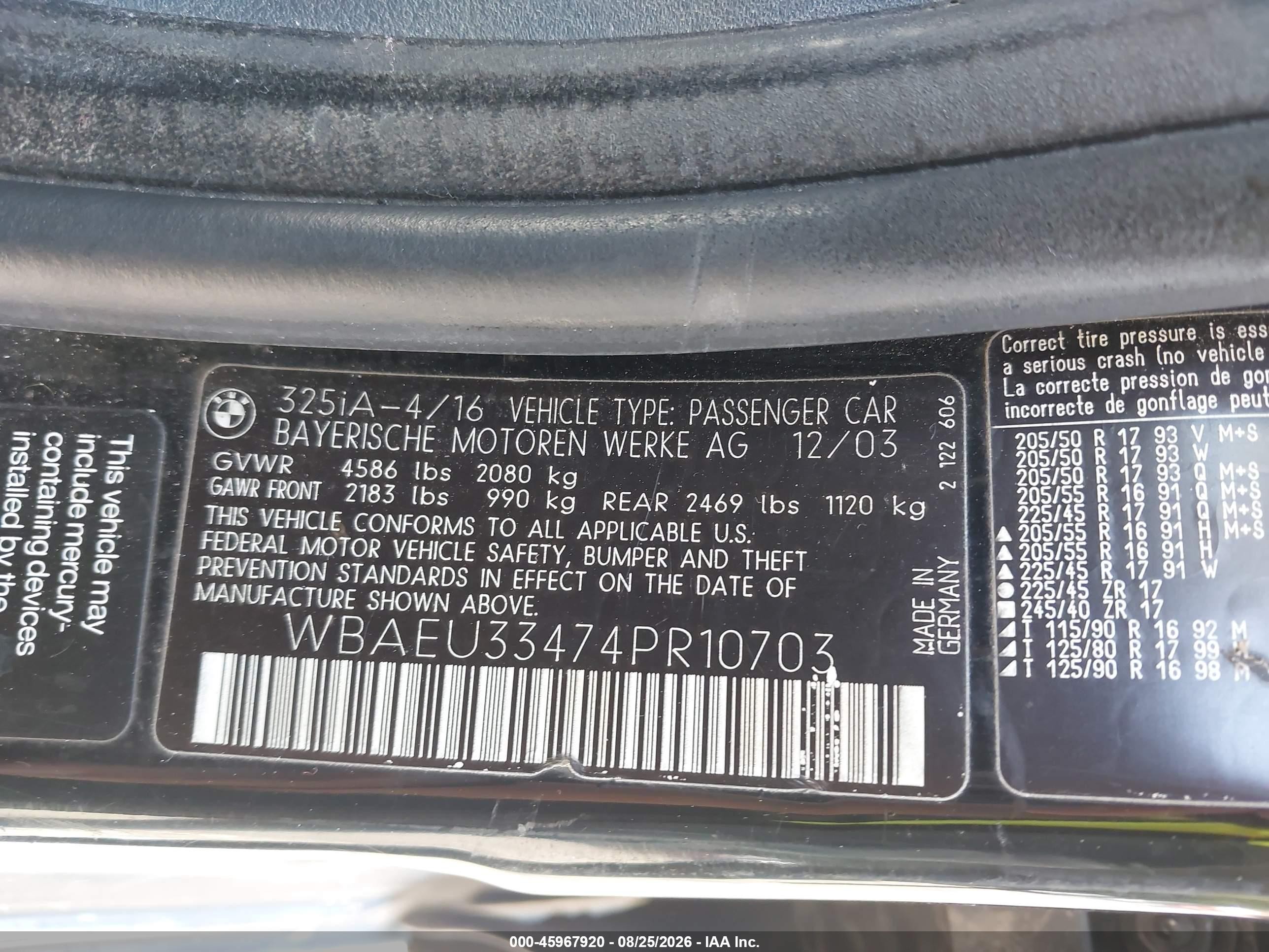 2004 Bmw 325xi   Black vin: WBAEU33474PR10703