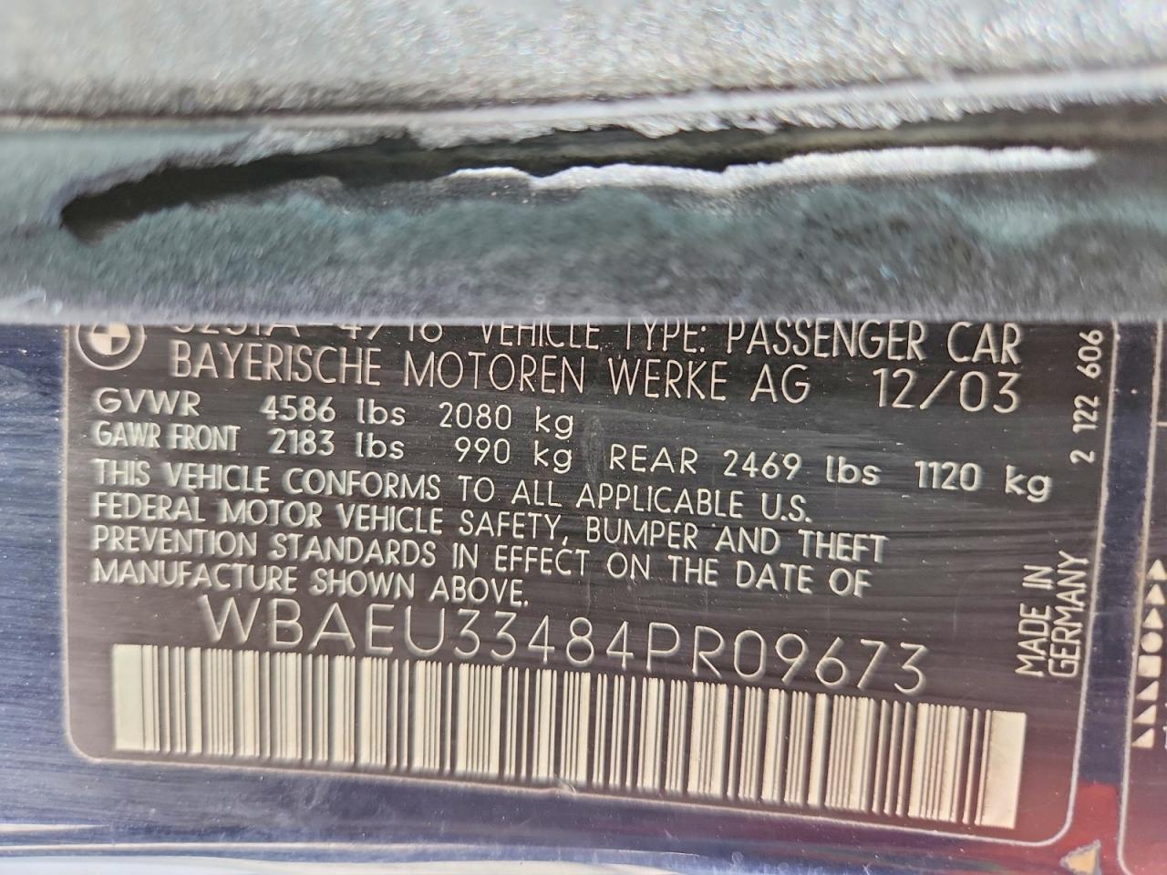 2004 Bmw 325 Xi Blue vin: WBAEU33484PR09673