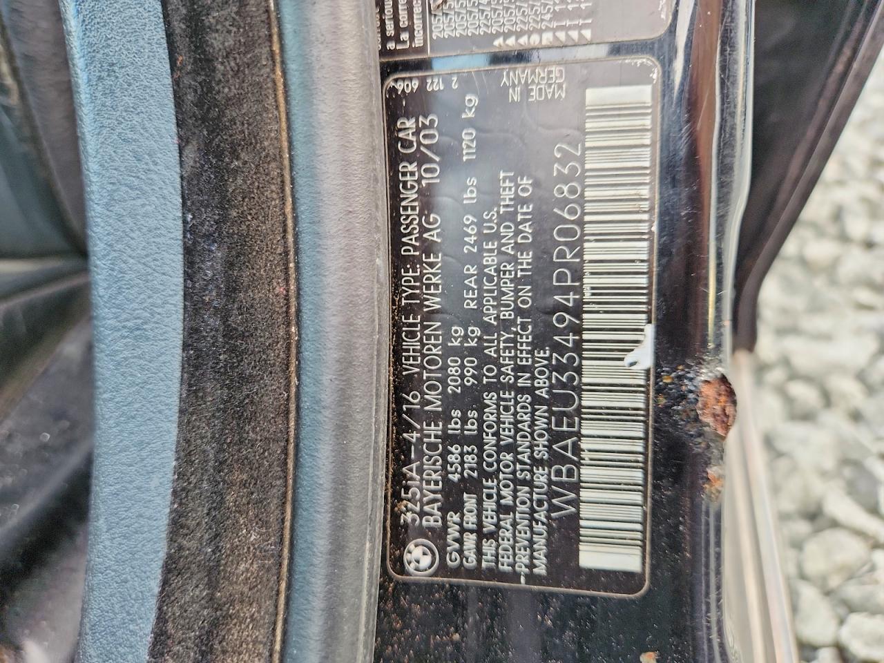 2004 Bmw 325 Xi Black vin: WBAEU33494PR06832
