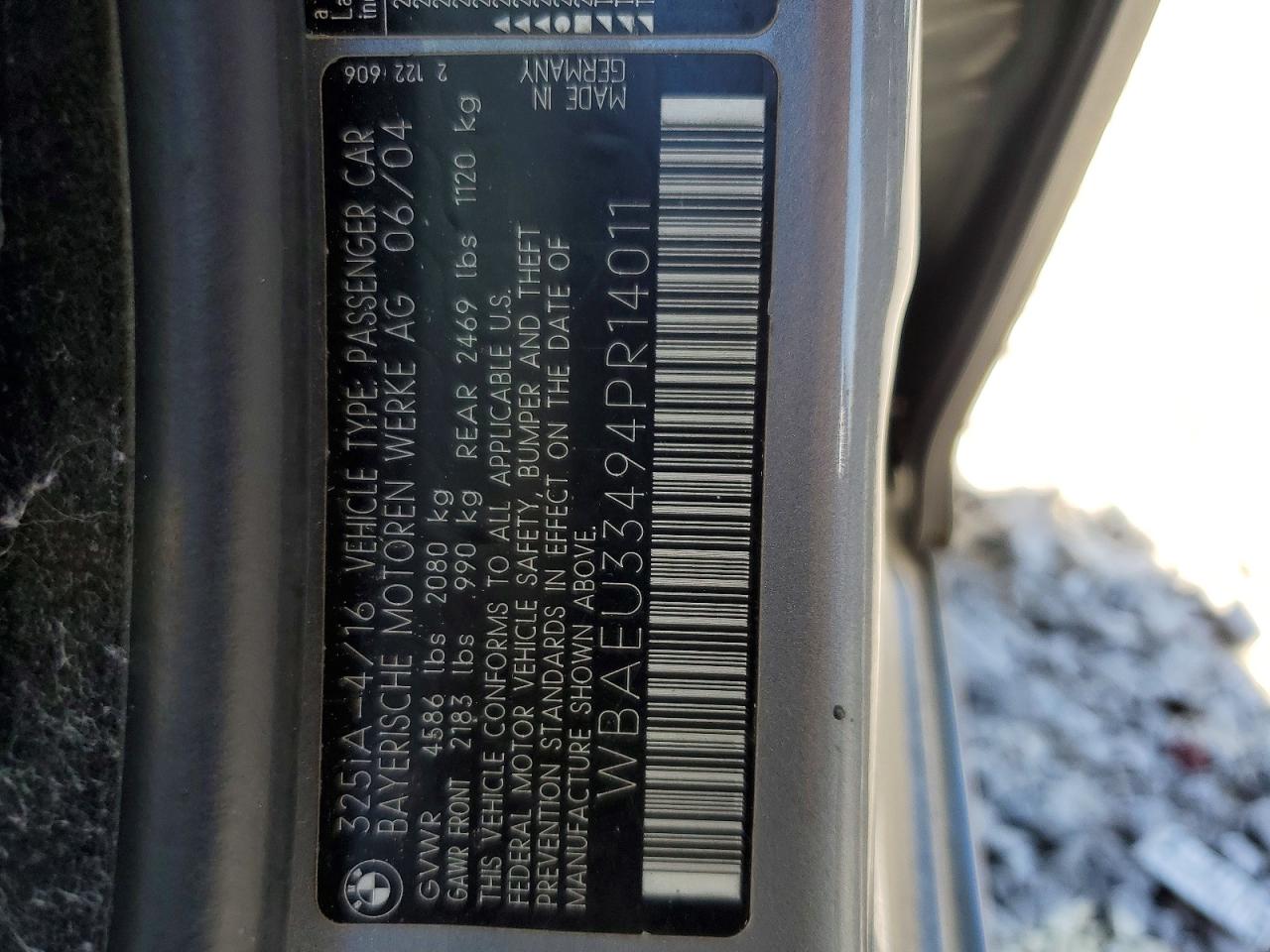 2004 Bmw 325 Xi Silver vin: WBAEU33494PR14011