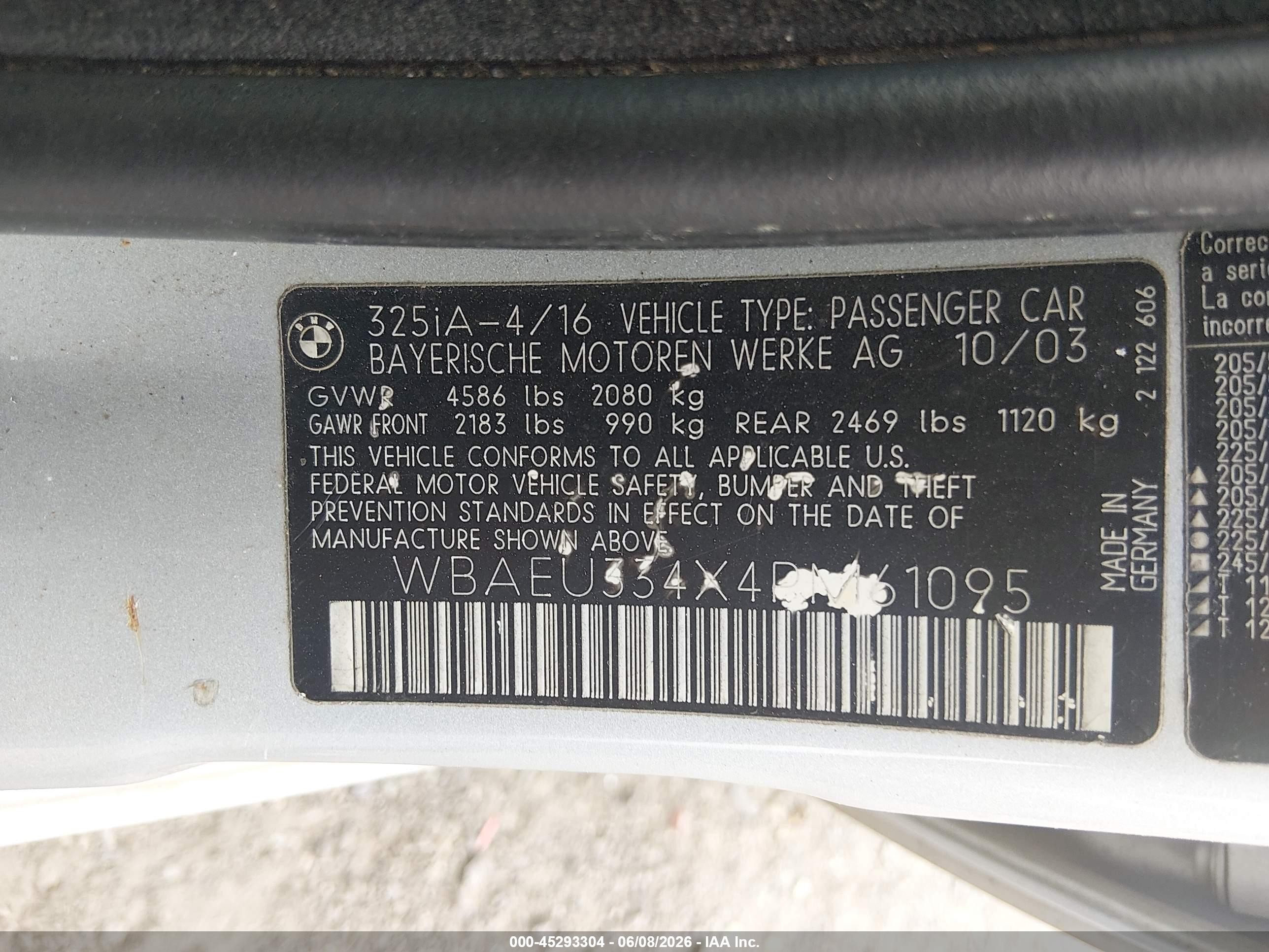 2004 Bmw 325xi   Серебряный vin: WBAEU334X4PM61095