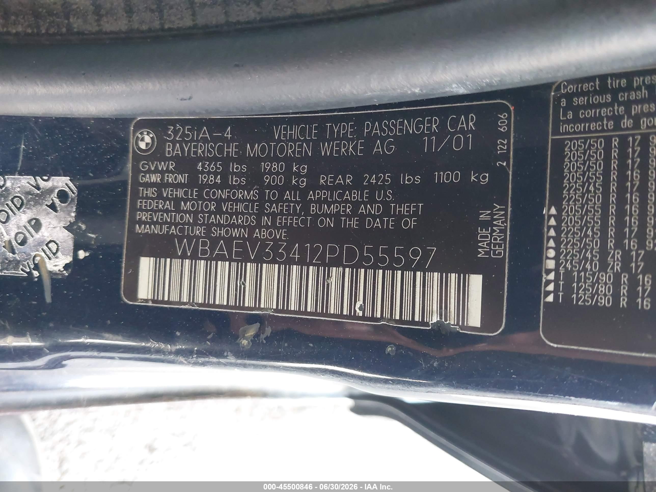 2002 Bmw 325i Blue vin: WBAEV33412PD55597