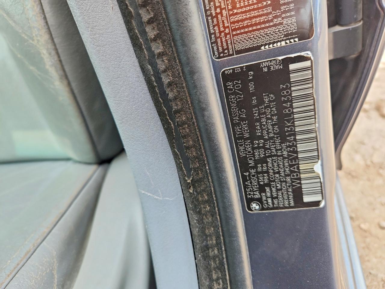 2003 Bmw 325 I Gray vin: WBAEV33413KL84383