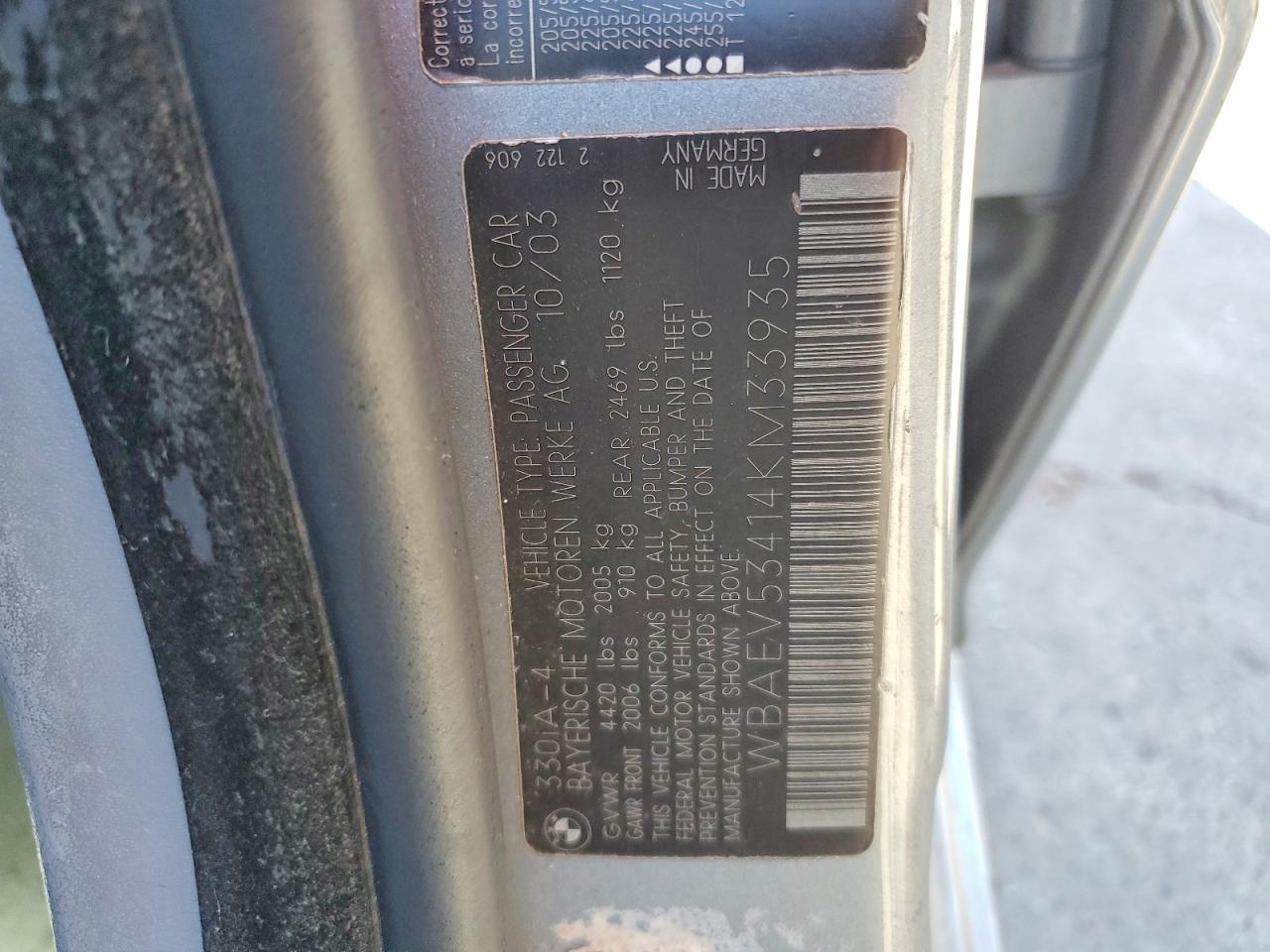 2004 Bmw 330 I Gray vin: WBAEV53414KM33935
