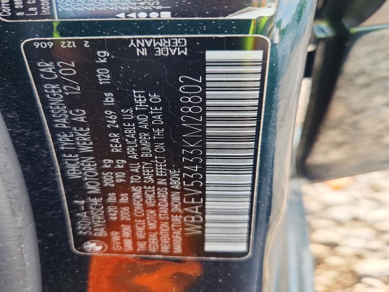 2003 Bmw 330 I Green vin: WBAEV53433KM28802
