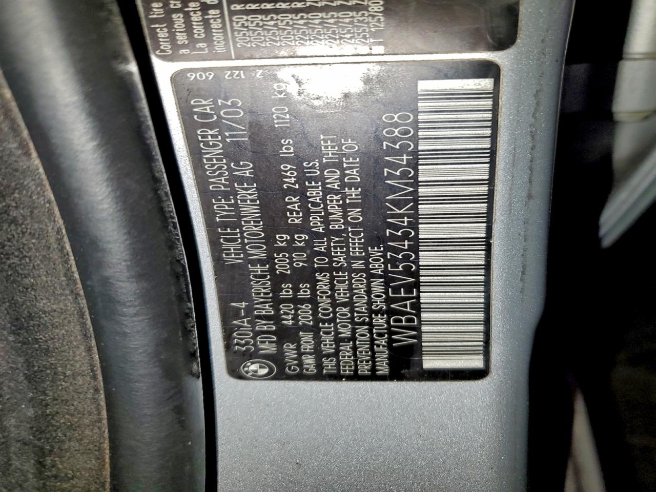 2004 Bmw Motorrad 330e Silver vin: WBAEV53434KM34388